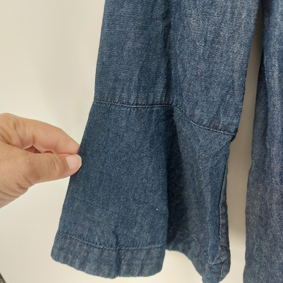 Draper James Chambray Ruffle Shift Dress Size 2 - Picture 7 of 12